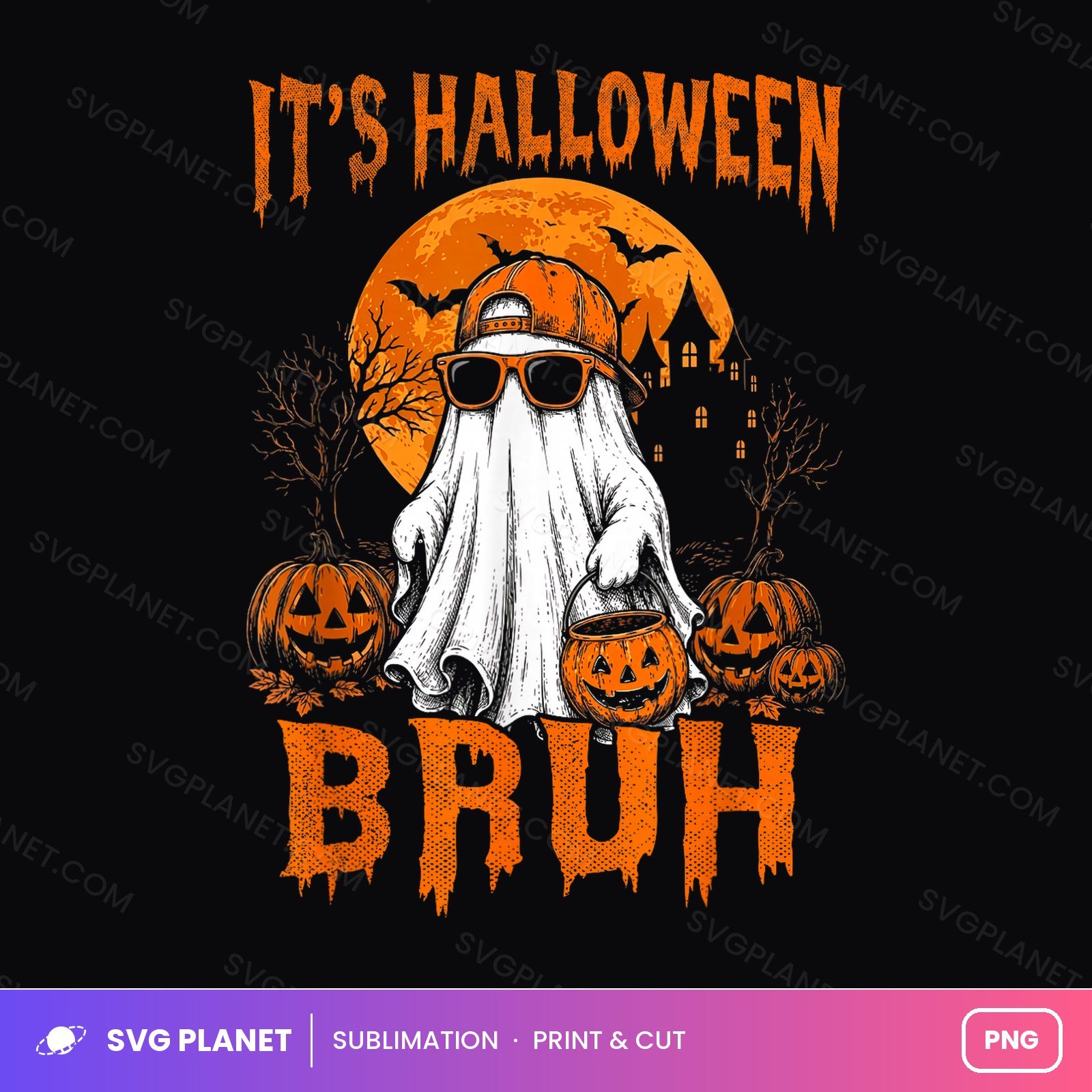 Its Halloween Bruh Ghost With Sunglasses PNG