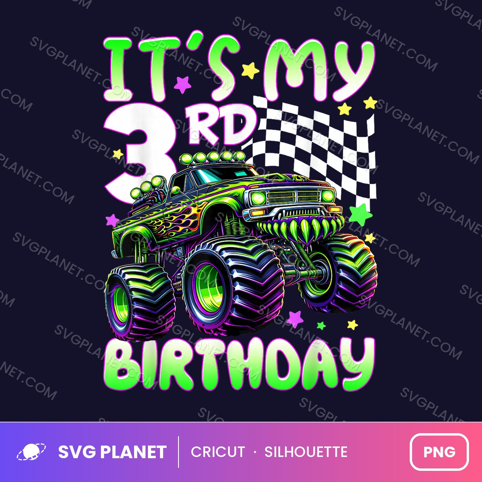 Its My 3rd Birthday Monster Truck Birthday PNG