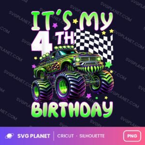 Its My 4th Birthday Monster Truck Birthday PNG