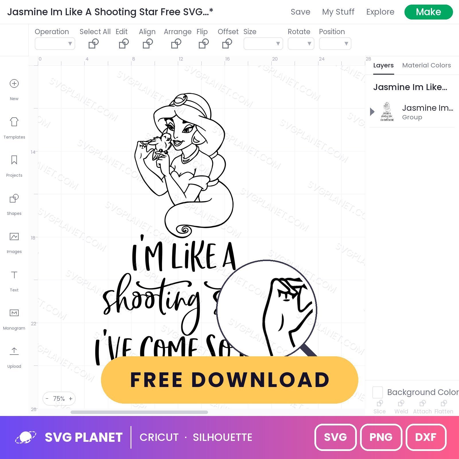 Jasmine Im Like A Shooting Star Free SVG PNG DXF - Image 3
