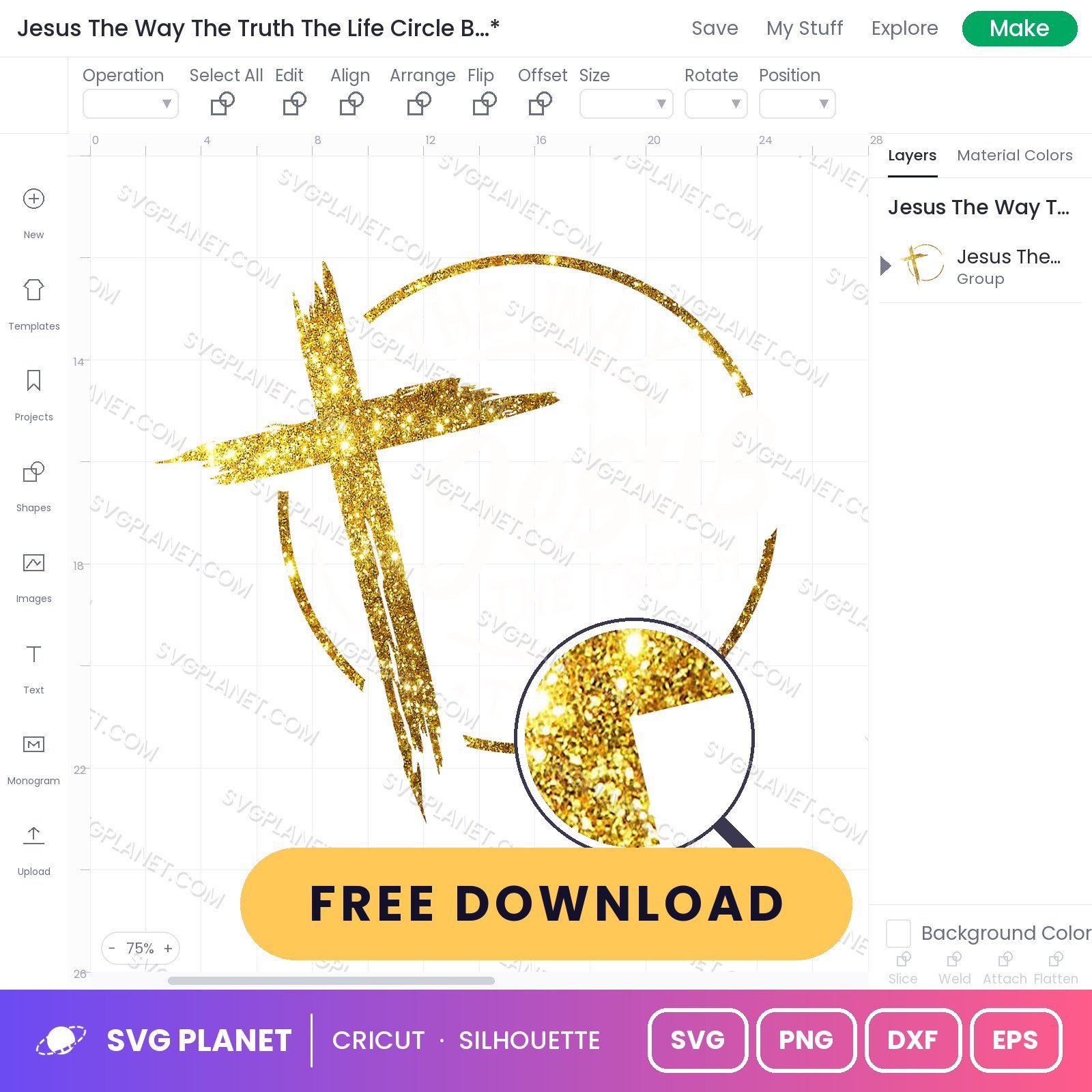 Jesus The Way The Truth The Life Circle Badge Gold 1 Free SVG PNG DXF - Image 2