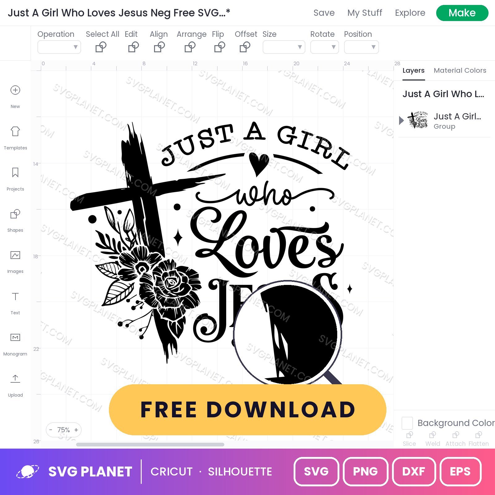 Just A Girl Who Loves Jesus Neg Free SVG PNG DXF - Image 2
