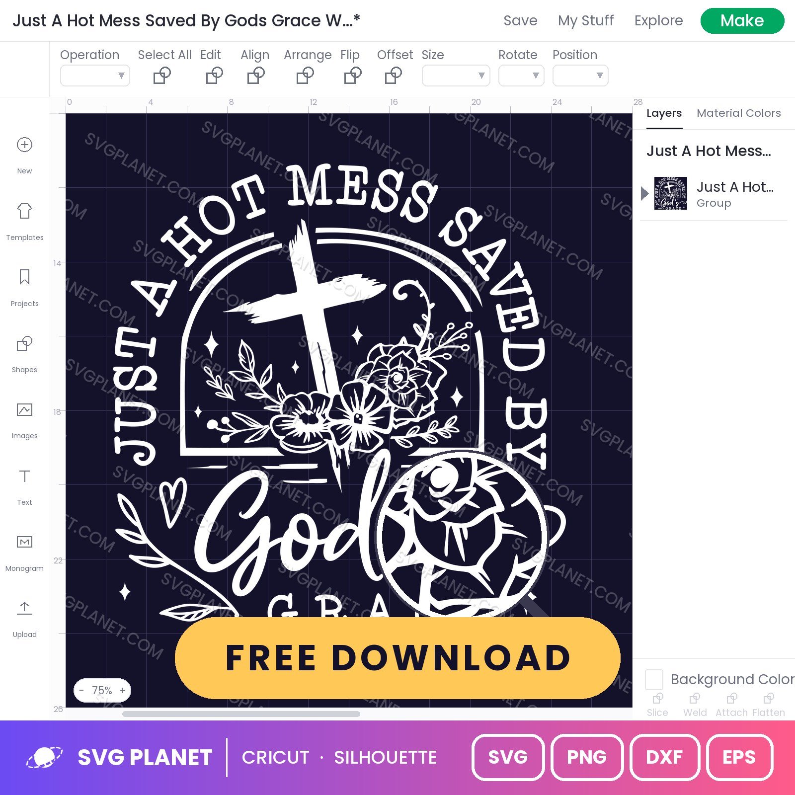 Just A Hot Mess Saved By Gods Grace Wh Free SVG PNG DXF - Image 2