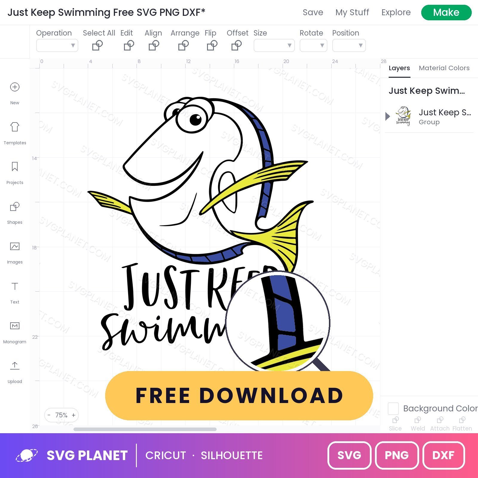 Just Keep Swimming Free SVG PNG DXF - Image 3