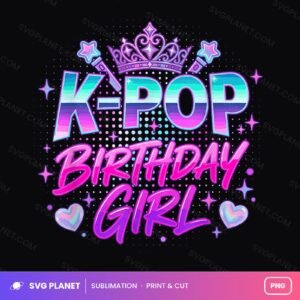 K Pop Birthday Girl Crown Glitter PNG