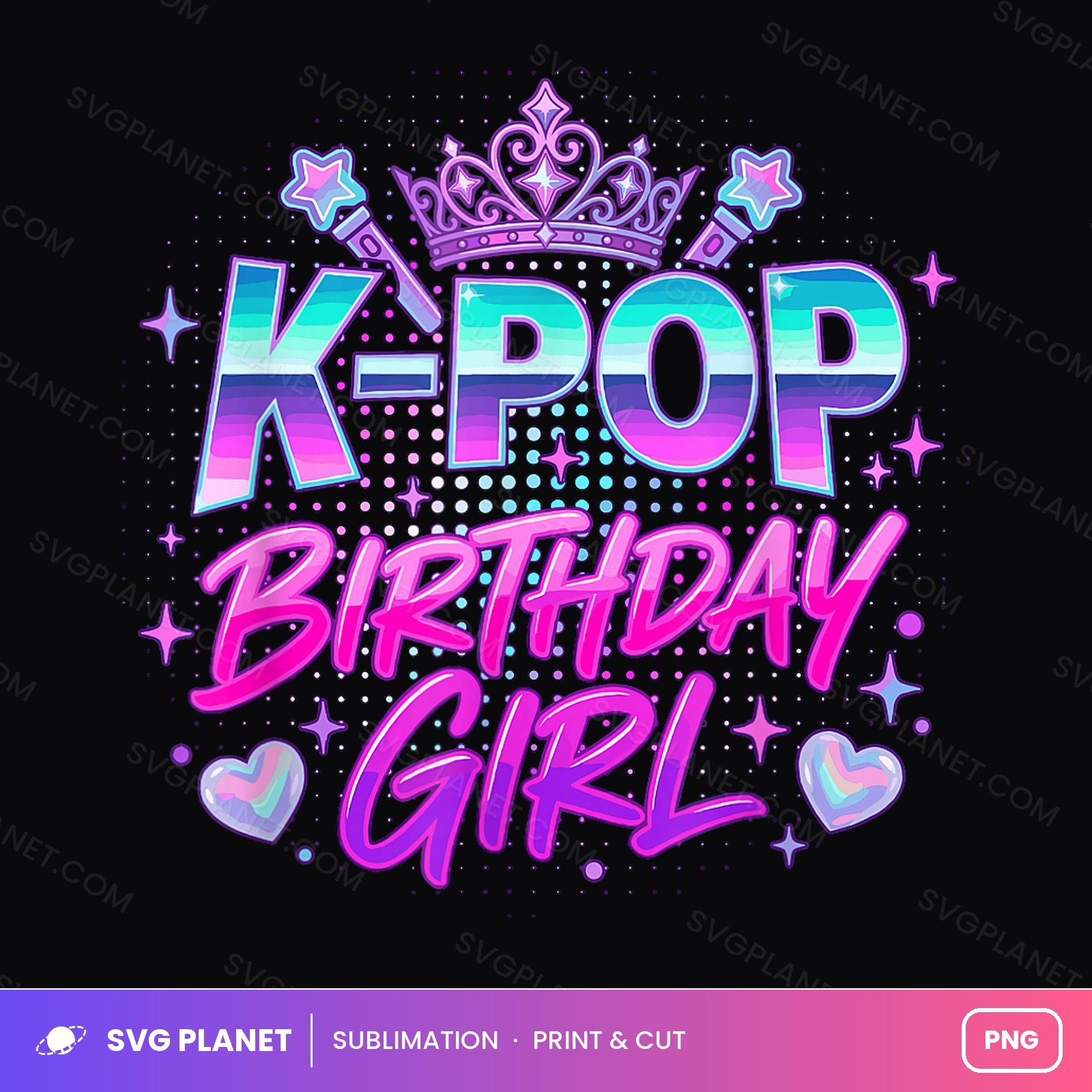 K Pop Birthday Girl Crown Glitter PNG