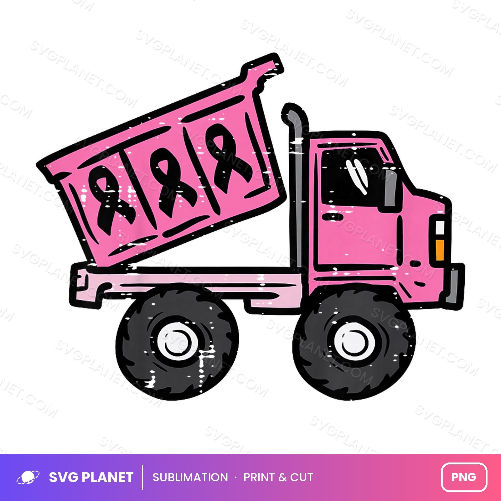 Kids Breast Cancer Ribbon Dump Truck Awareness PNG