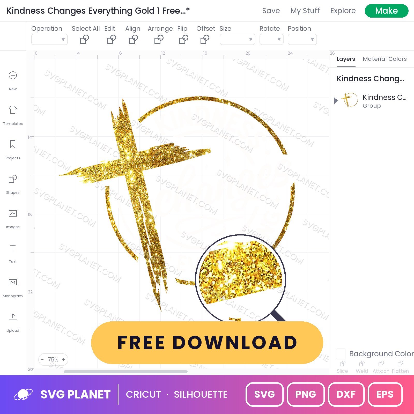 Kindness Changes Everything Gold 1 Free SVG PNG DXF - Image 2