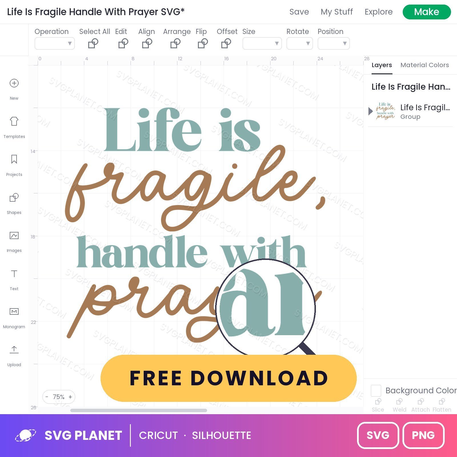 Life Is Fragile Handle With Prayer SVG
