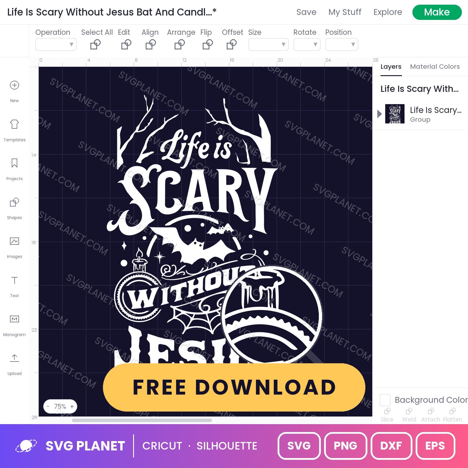 Life Is Scary Without Jesus Bat And Candle Wh Free SVG PNG DXF - Image 2