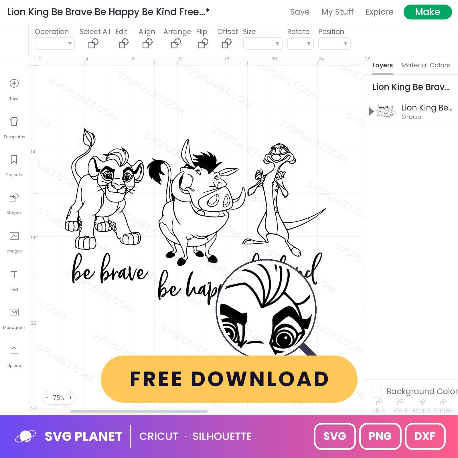 Lion King Be Brave Be Happy Be Kind Free SVG PNG DXF - Image 3