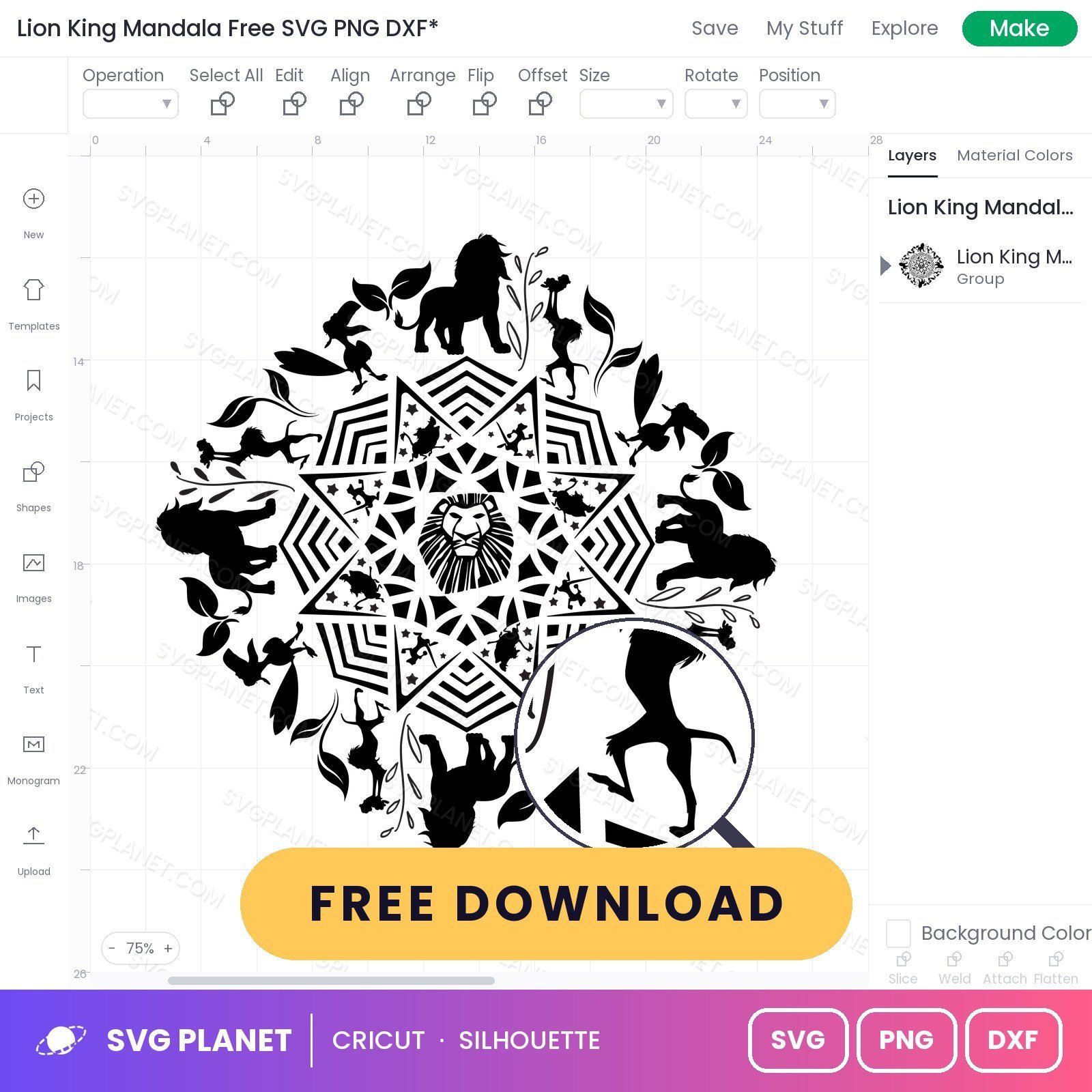 Lion King Mandala Free SVG PNG DXF - Image 3