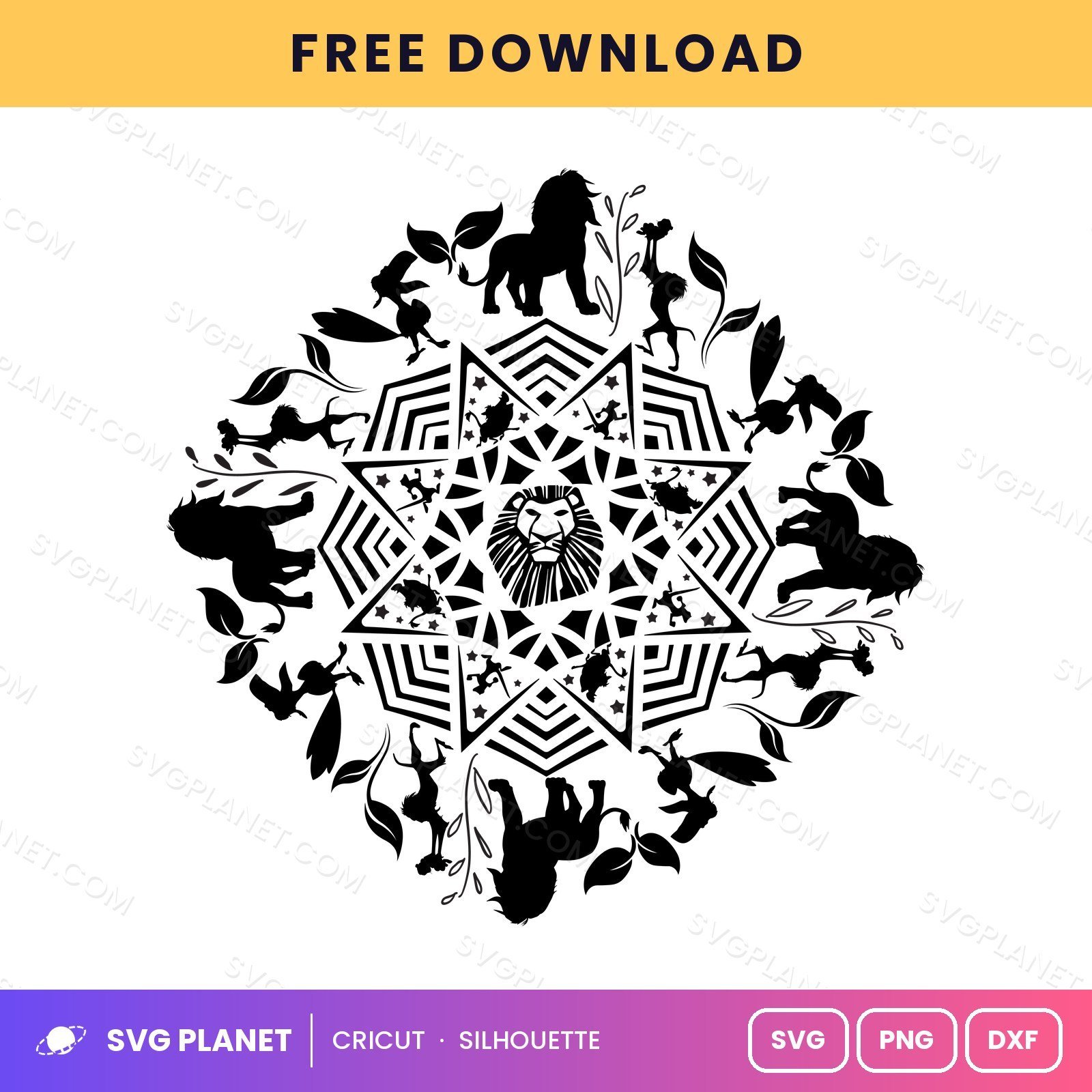 Lion King Mandala Free SVG PNG DXF - Image 2