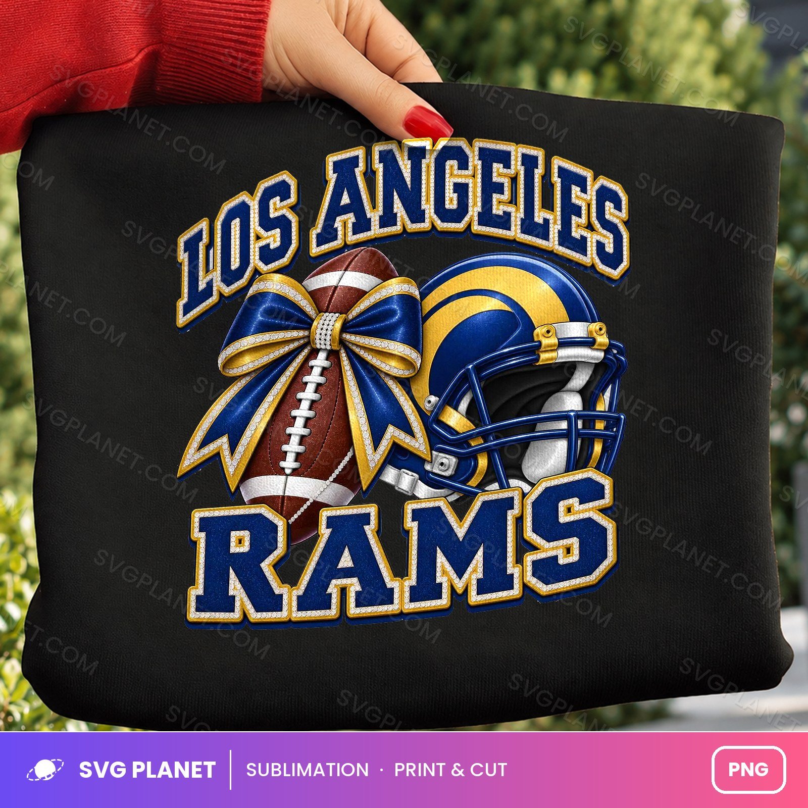 Los Angeles Rams Football Bow, Game Day Shirt Design NFL PNG