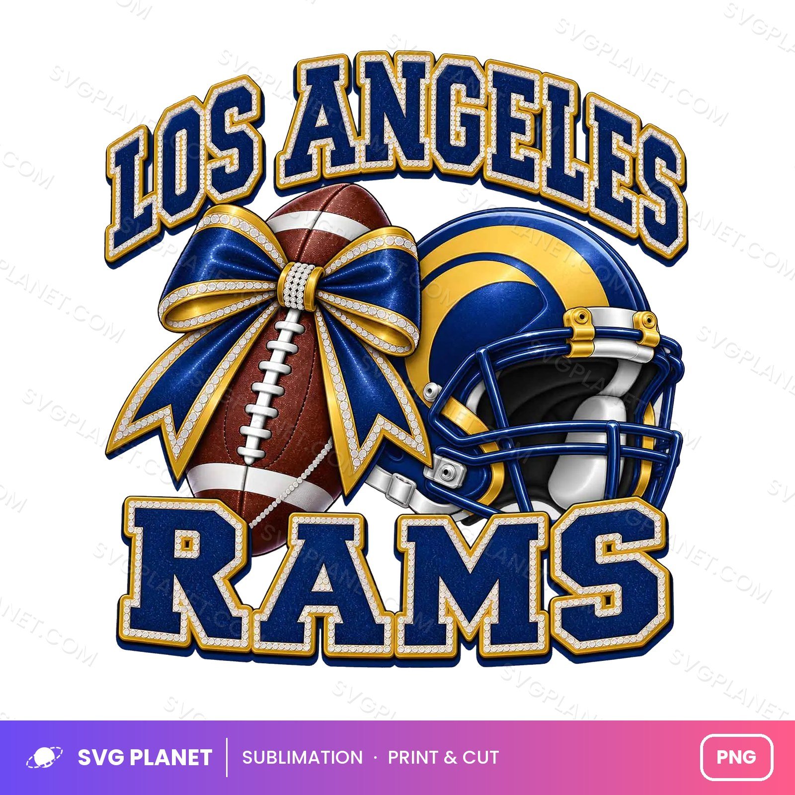 Los Angeles Rams Football Bow, Game Day Shirt Design NFL PNG - Image 2