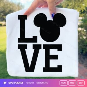 Love Mickey Head Block Letters Free SVG PNG DXF