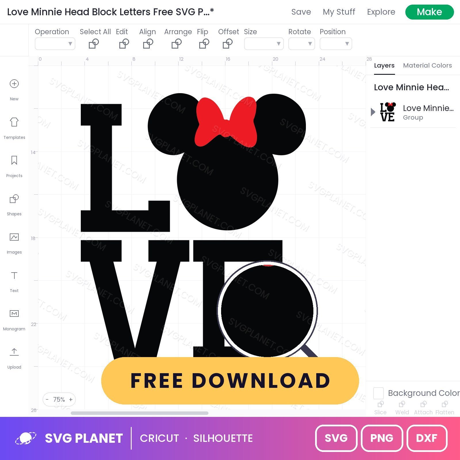 Love Minnie Head Block Letters Free SVG PNG DXF - Image 3