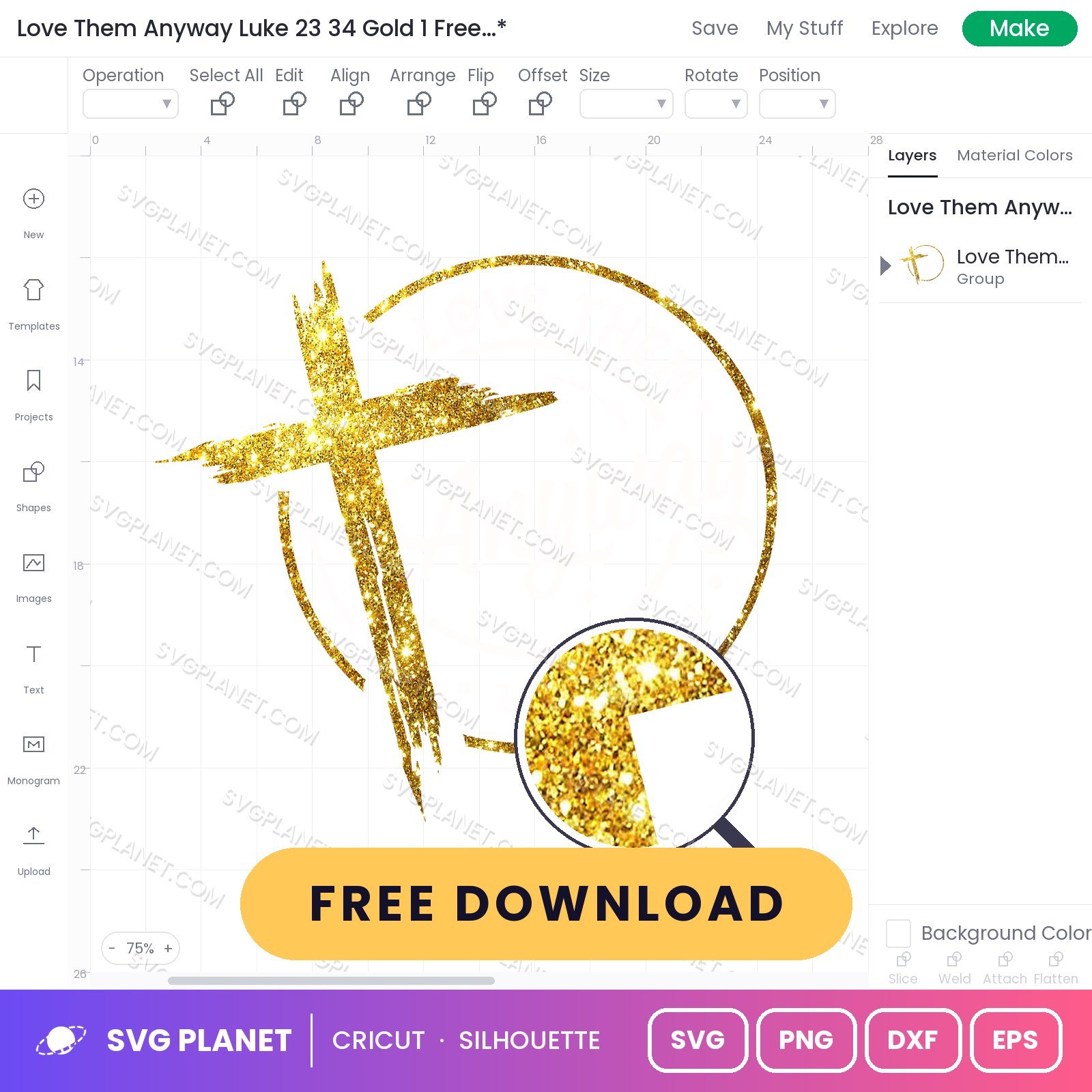 Love Them Anyway Luke 23 34 Gold 1 Free SVG PNG DXF - Image 2