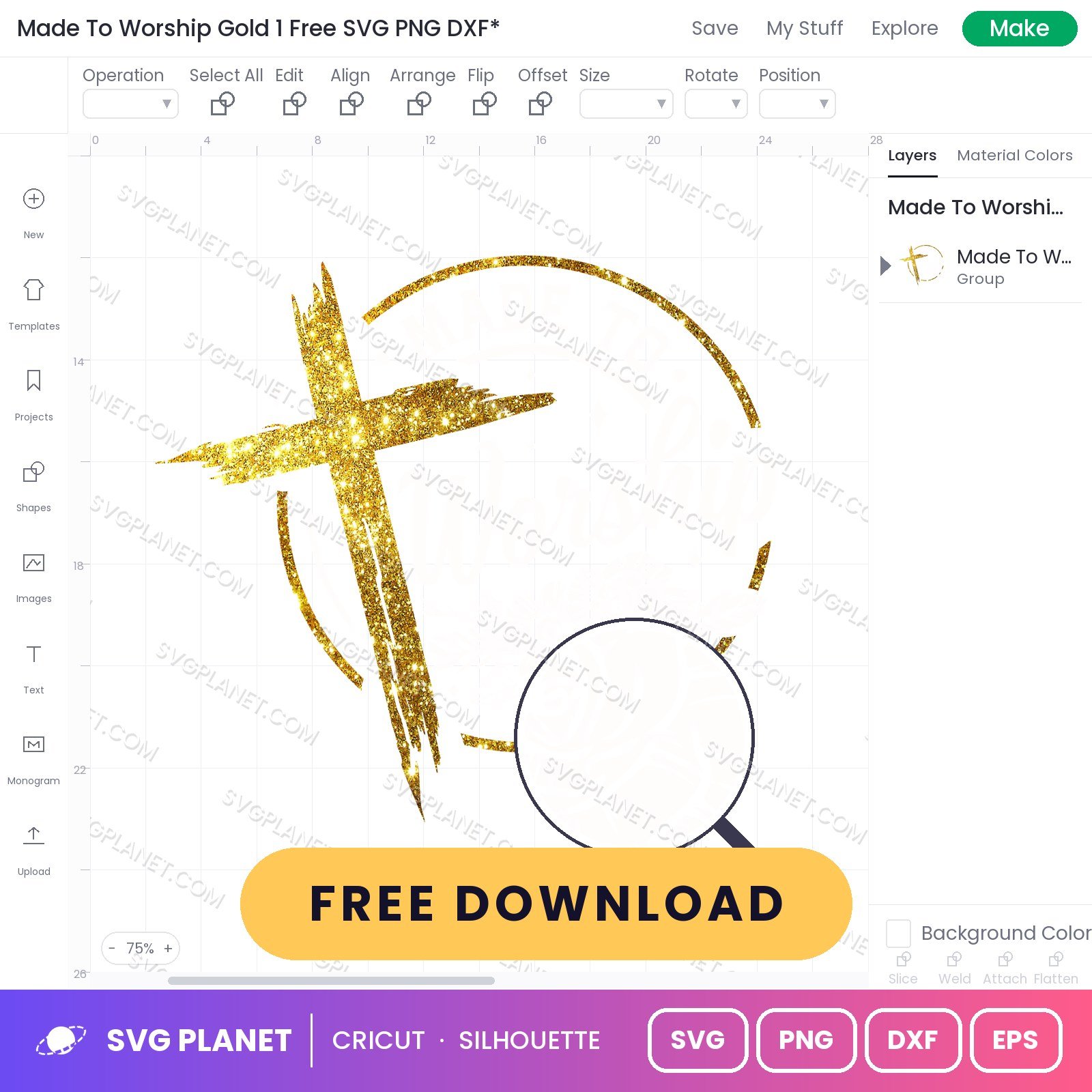 Made To Worship Gold 1 Free SVG PNG DXF - Image 2