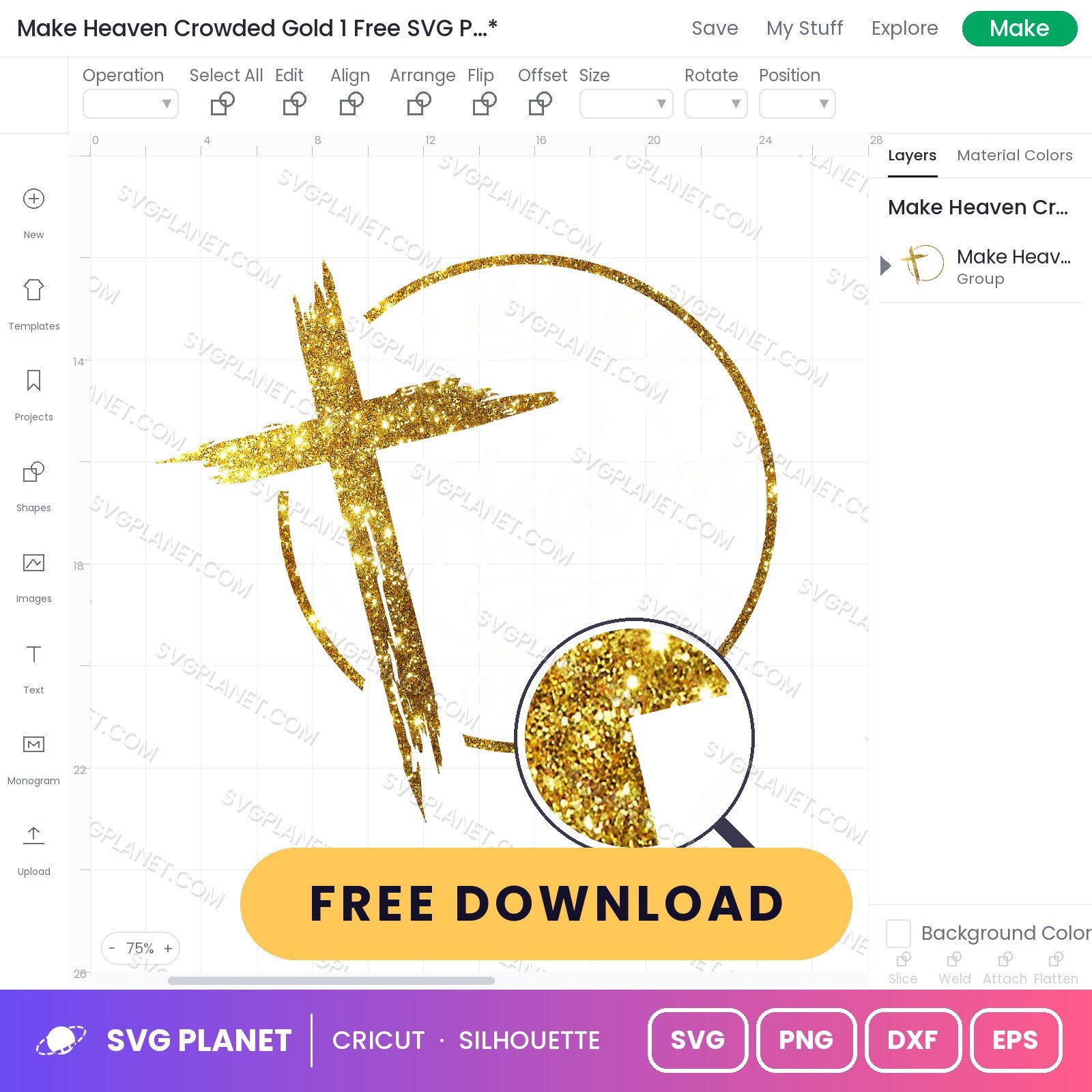 Make Heaven Crowded Gold 1 Free SVG PNG DXF - Image 2
