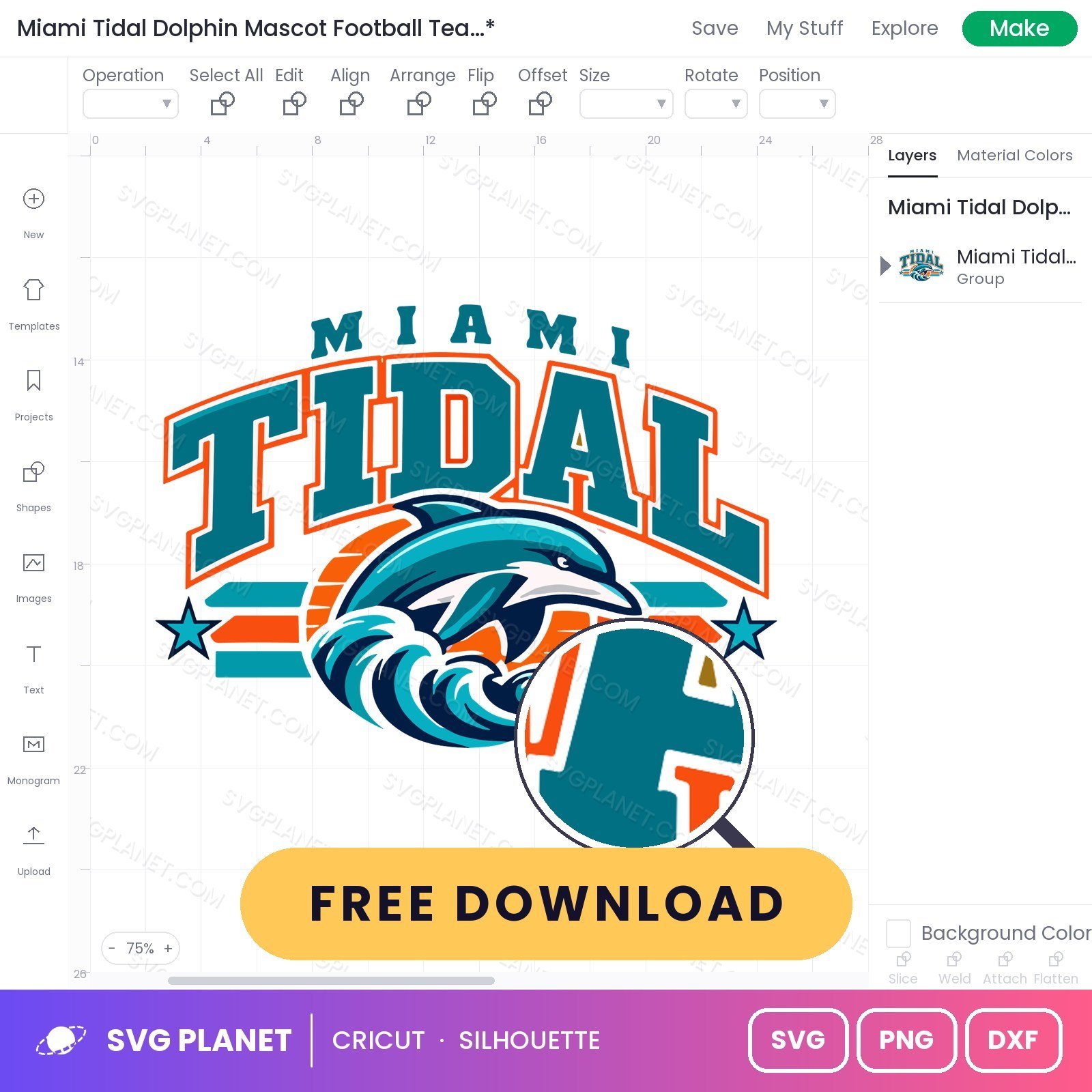 Miami Tidal Dolphin Mascot Football Team Logo Free SVG PNG DXF - Image 2