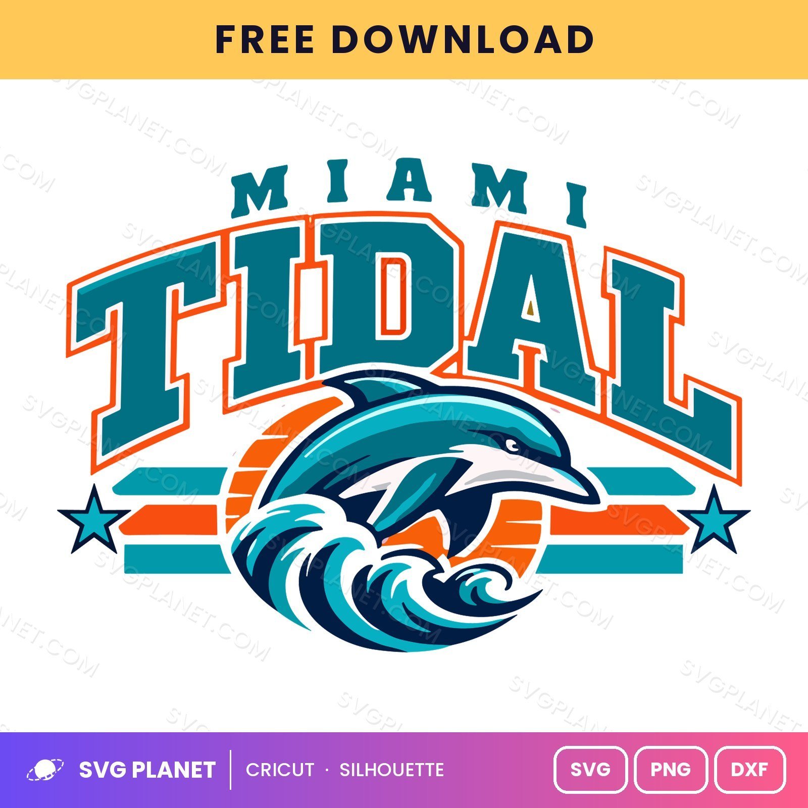 Miami Tidal Dolphin Mascot Football Team Logo Free SVG PNG DXF