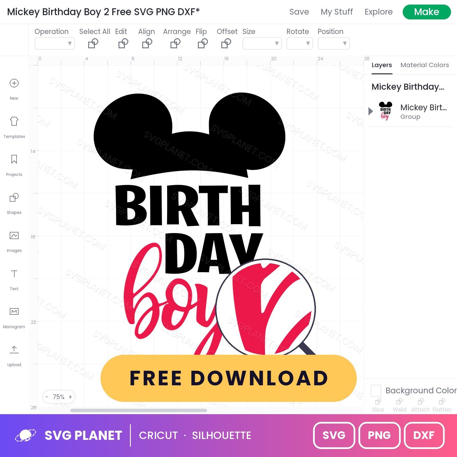 Mickey Birthday Boy 2 Free SVG PNG DXF - Image 3