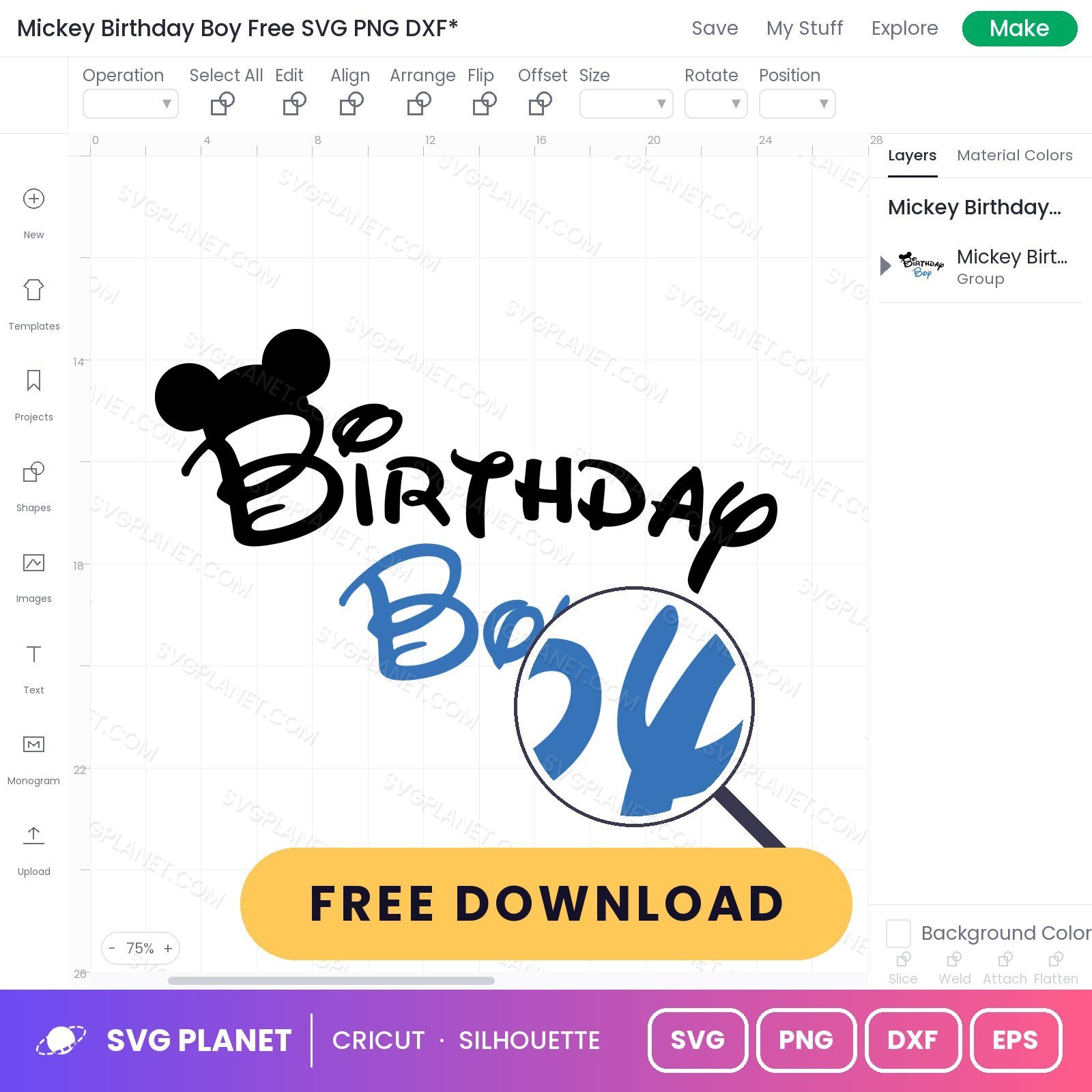 Mickey Birthday Boy Free SVG PNG DXF - Image 3