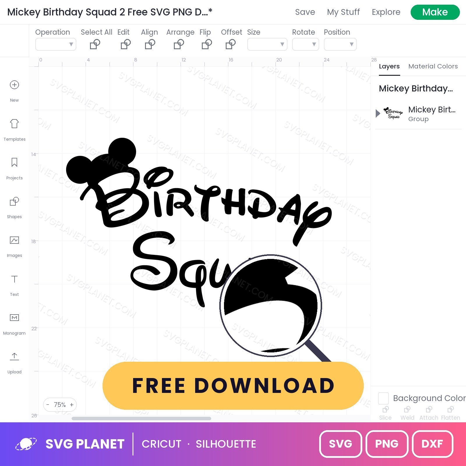 Mickey Birthday Squad 2 Free SVG PNG DXF - Image 3