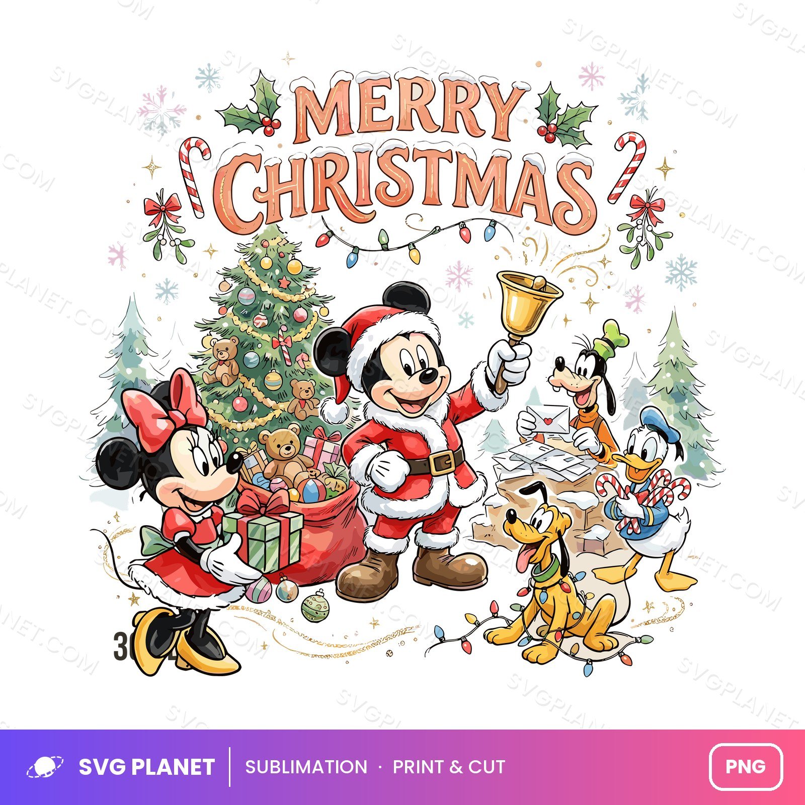 Mickey Christmas, Disney Christmas Clipart, Minnie Mouse Xmas Art PNG