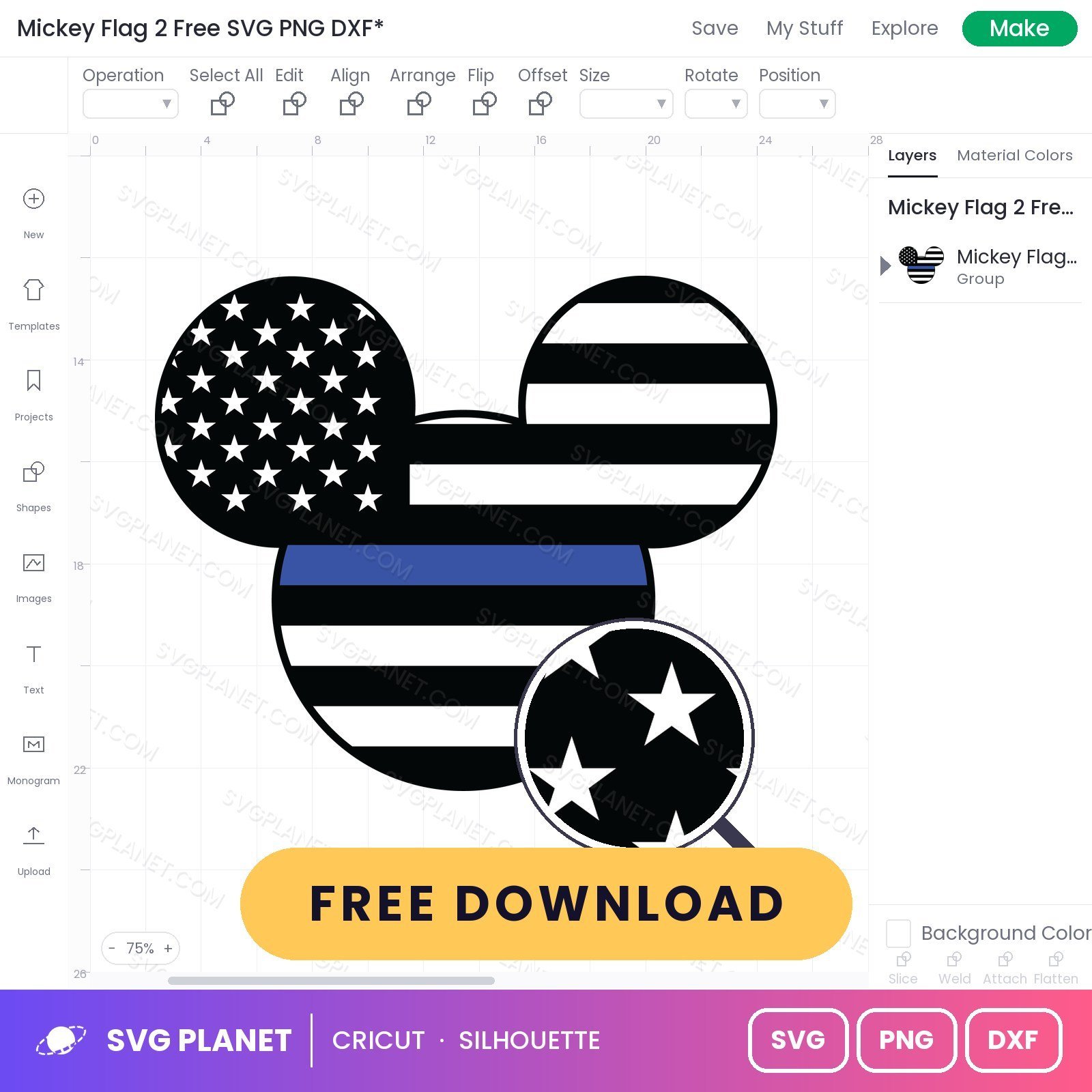 Mickey Flag 2 Free SVG PNG DXF - Image 3