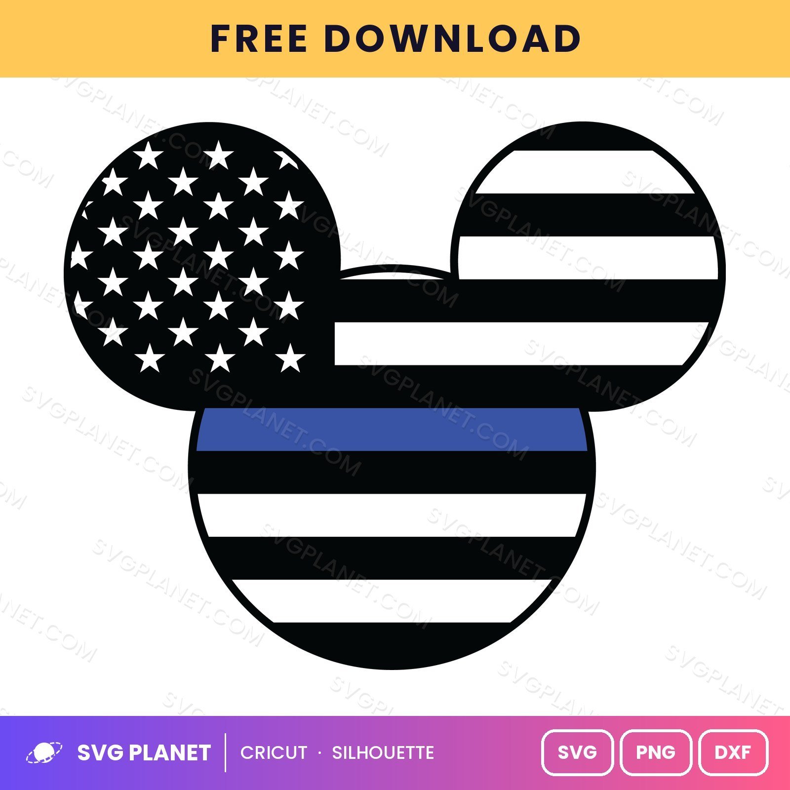 Mickey Flag 2 Free SVG PNG DXF - Image 2