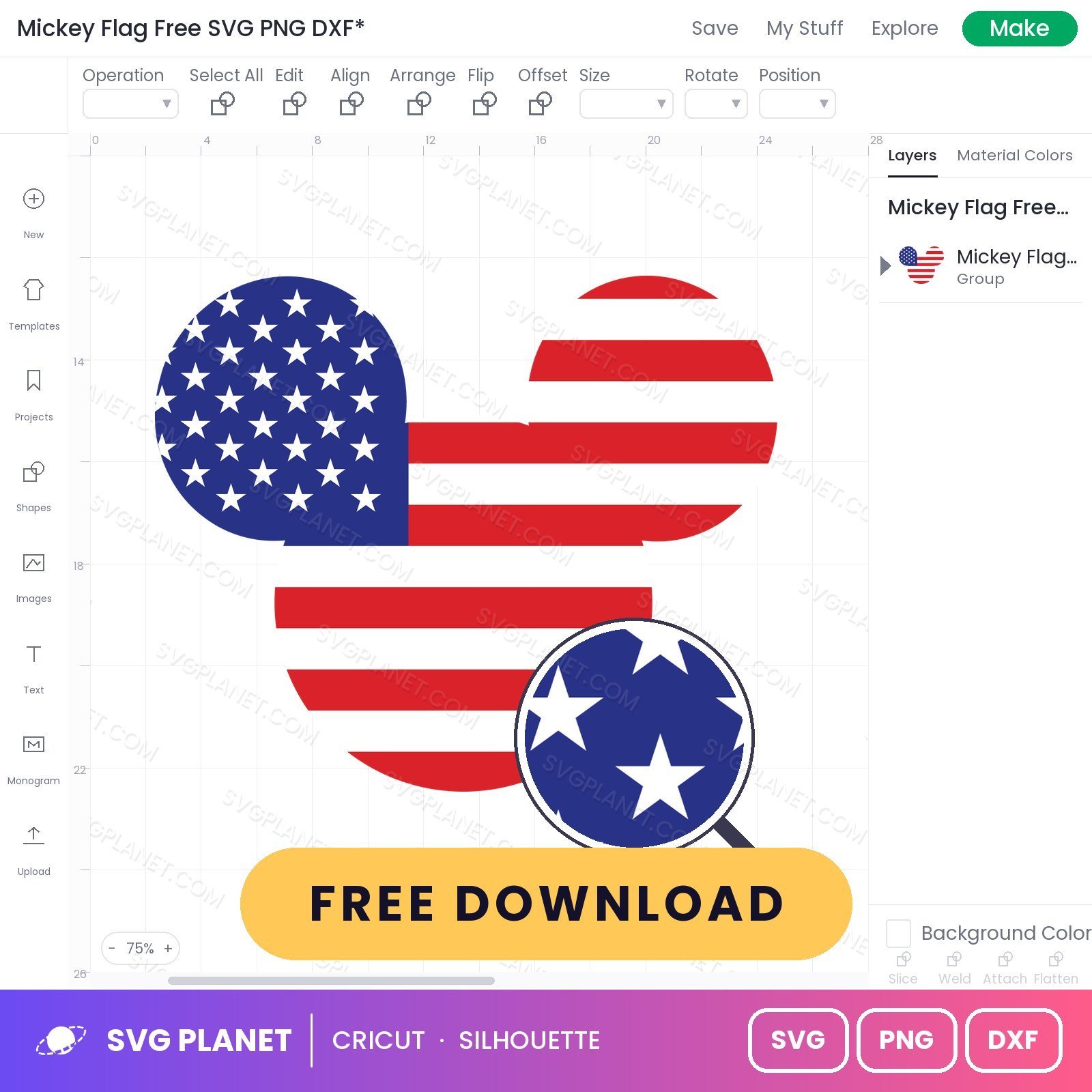 Mickey Flag Free SVG PNG DXF - Image 3
