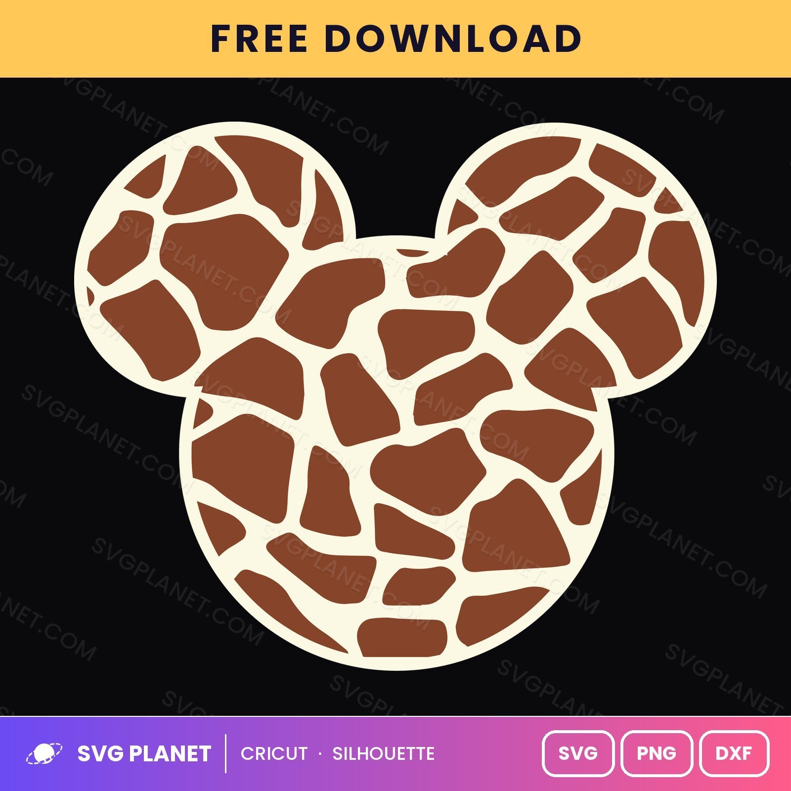 Mickey Giraffe Free SVG PNG DXF - Image 2
