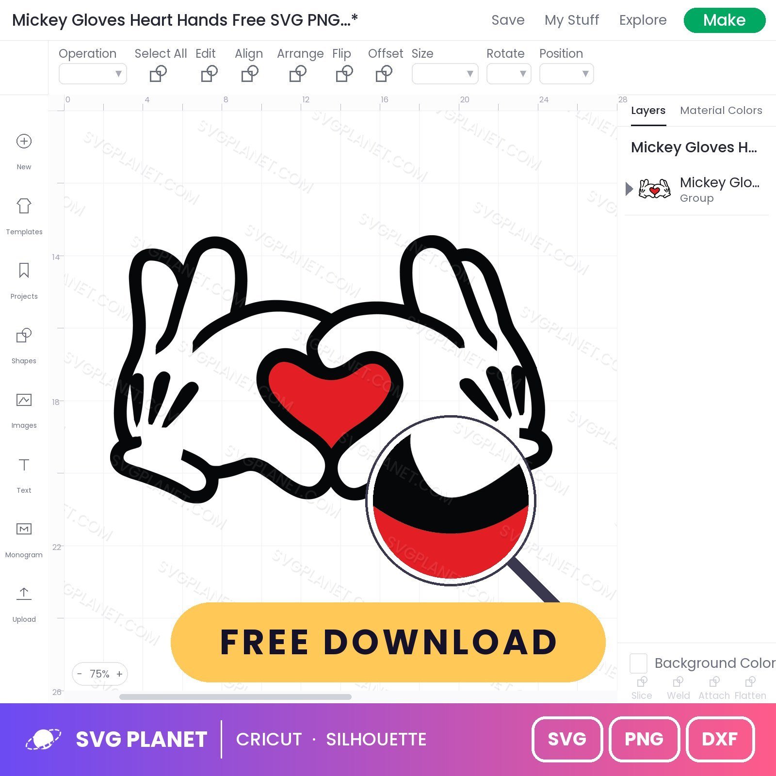 Mickey Gloves Heart Hands Free SVG PNG DXF - Image 3