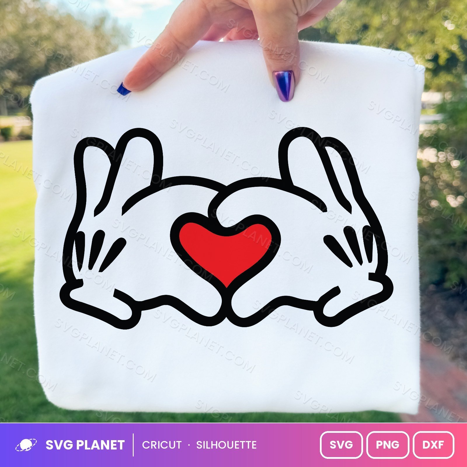 Mickey Gloves Heart Hands Free SVG PNG DXF