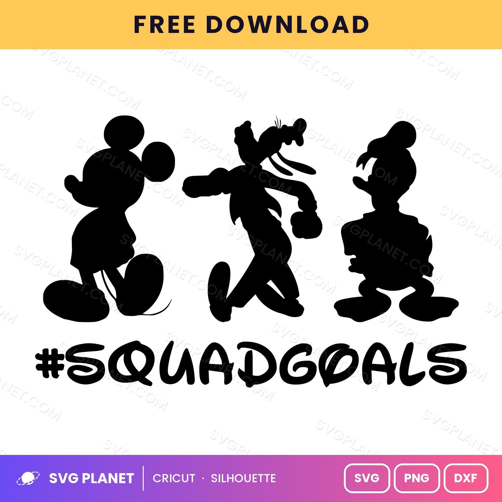 Mickey Goofy Donald Squad Goals Free SVG PNG DXF - Image 2