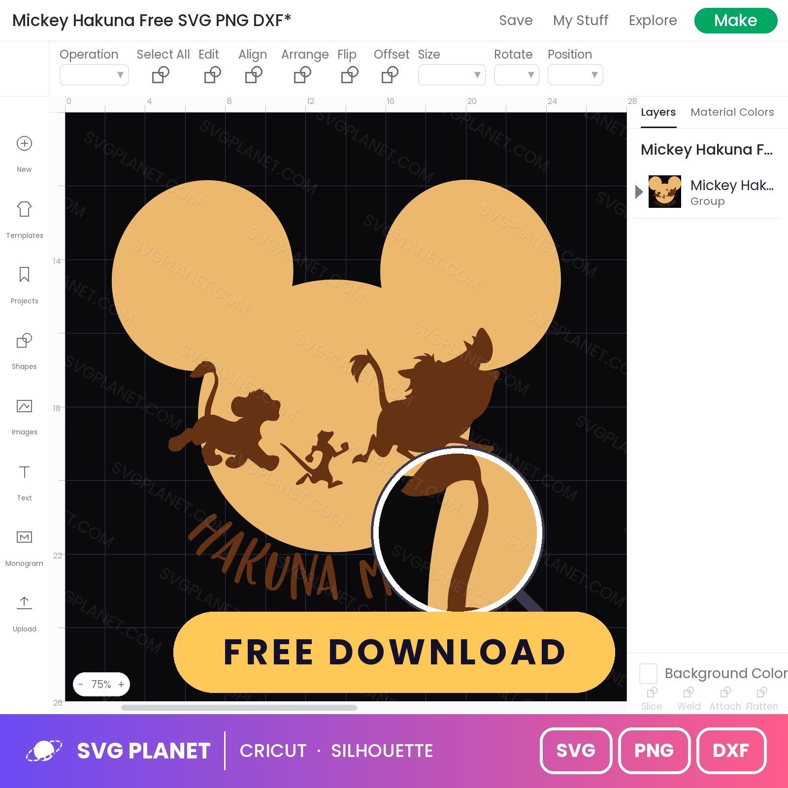 Mickey Hakuna Free SVG PNG DXF - Image 3