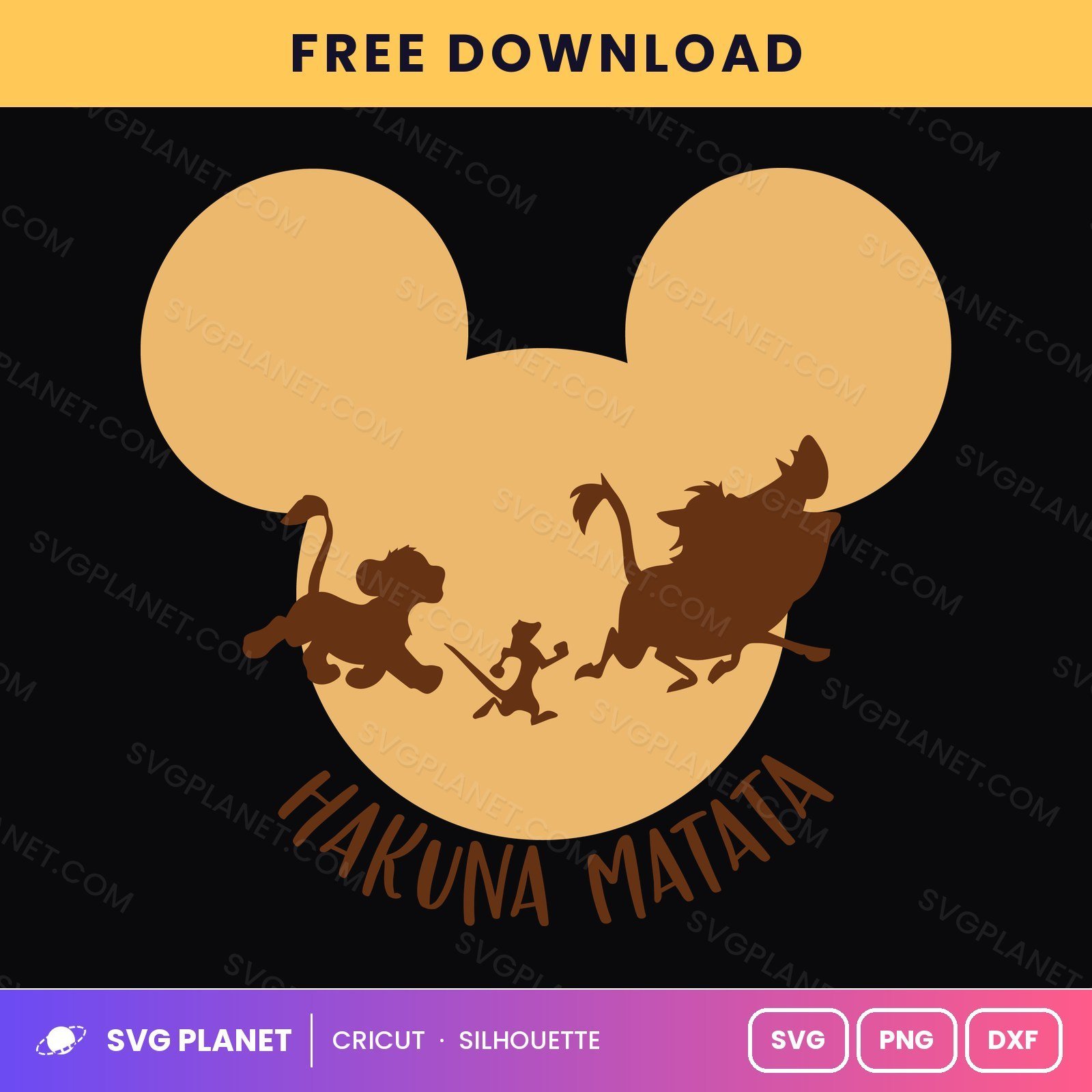 Mickey Hakuna Free SVG PNG DXF - Image 2