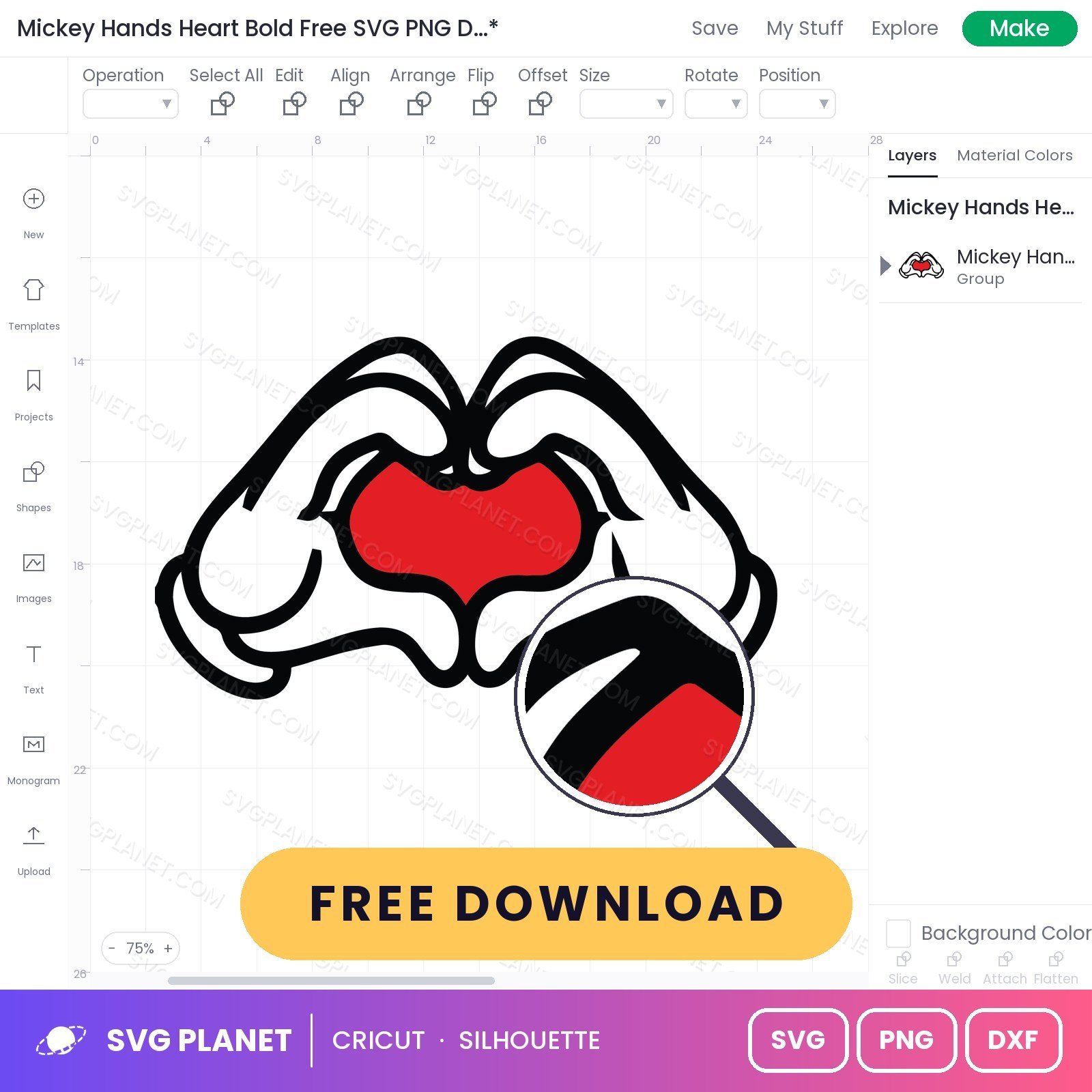 Mickey Hands Heart Bold Free SVG PNG DXF - Image 3