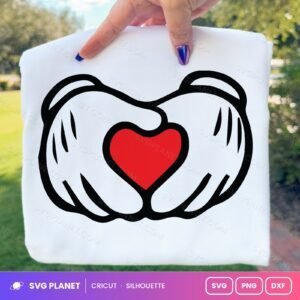 Mickey Hands Heart Outline Free SVG PNG DXF