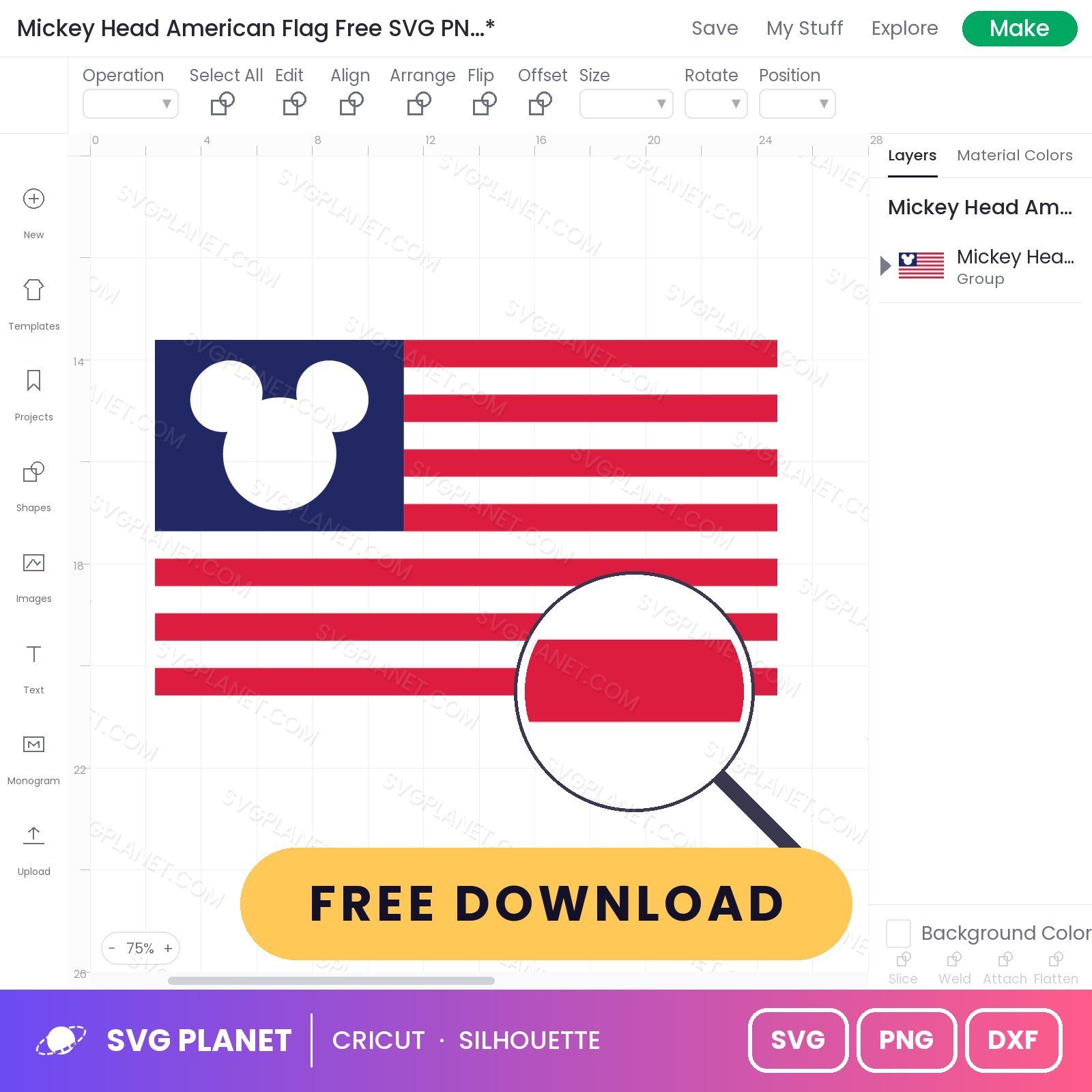 Mickey Head American Flag Free SVG PNG DXF - Image 3