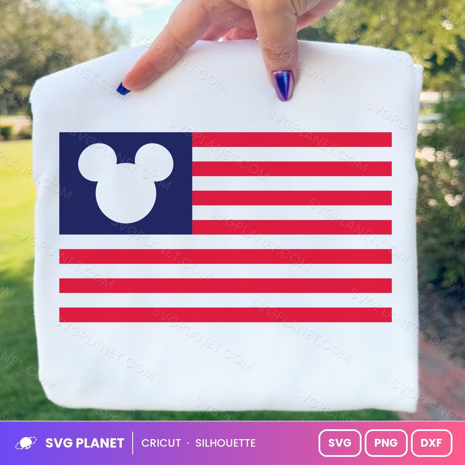 Mickey Head American Flag Free SVG PNG DXF