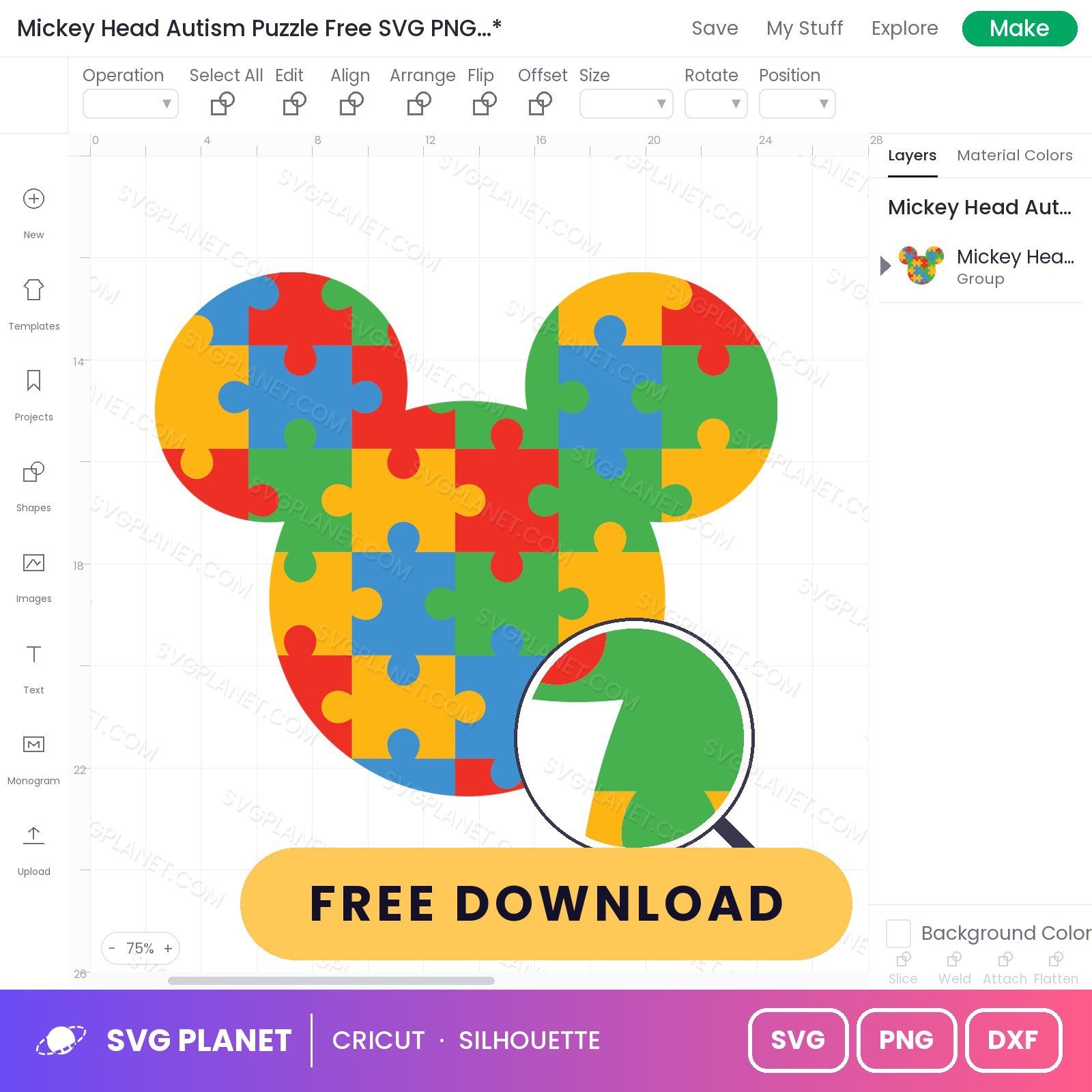 Mickey Head Autism Puzzle Free SVG PNG DXF - Image 3