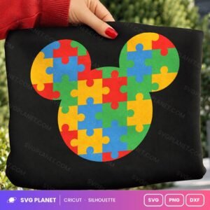 Mickey Head Autism Puzzle Free SVG PNG DXF