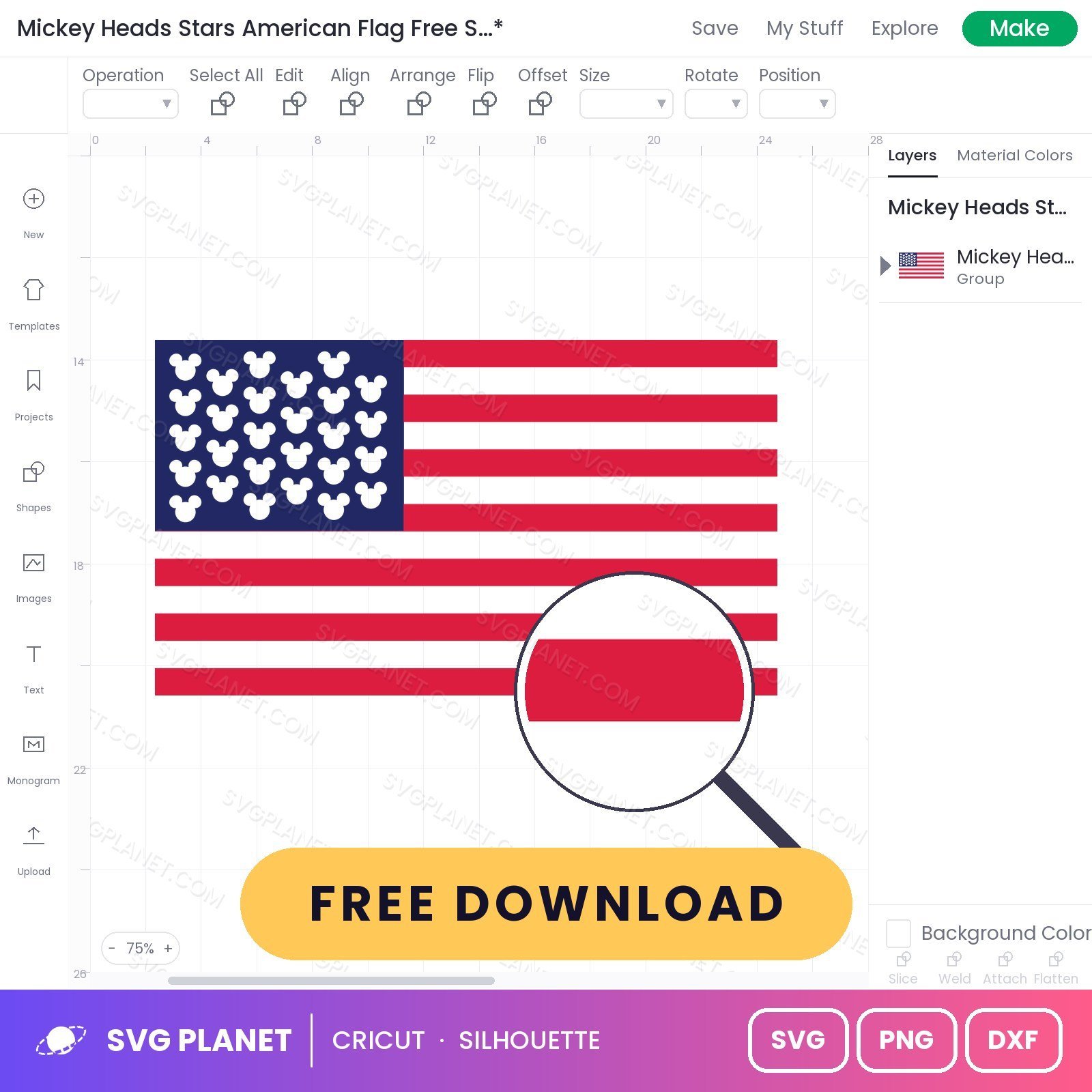 Mickey Heads Stars American Flag Free SVG PNG DXF - Image 3