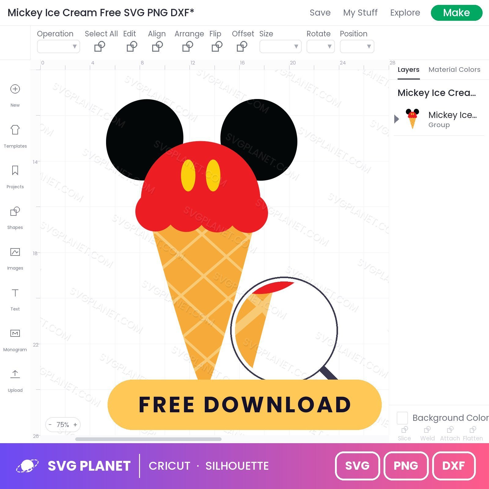 Mickey Ice Cream Free SVG PNG DXF - Image 3