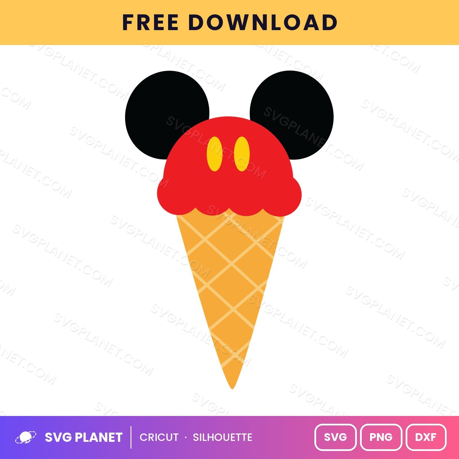 Mickey Ice Cream Free SVG PNG DXF - Image 2