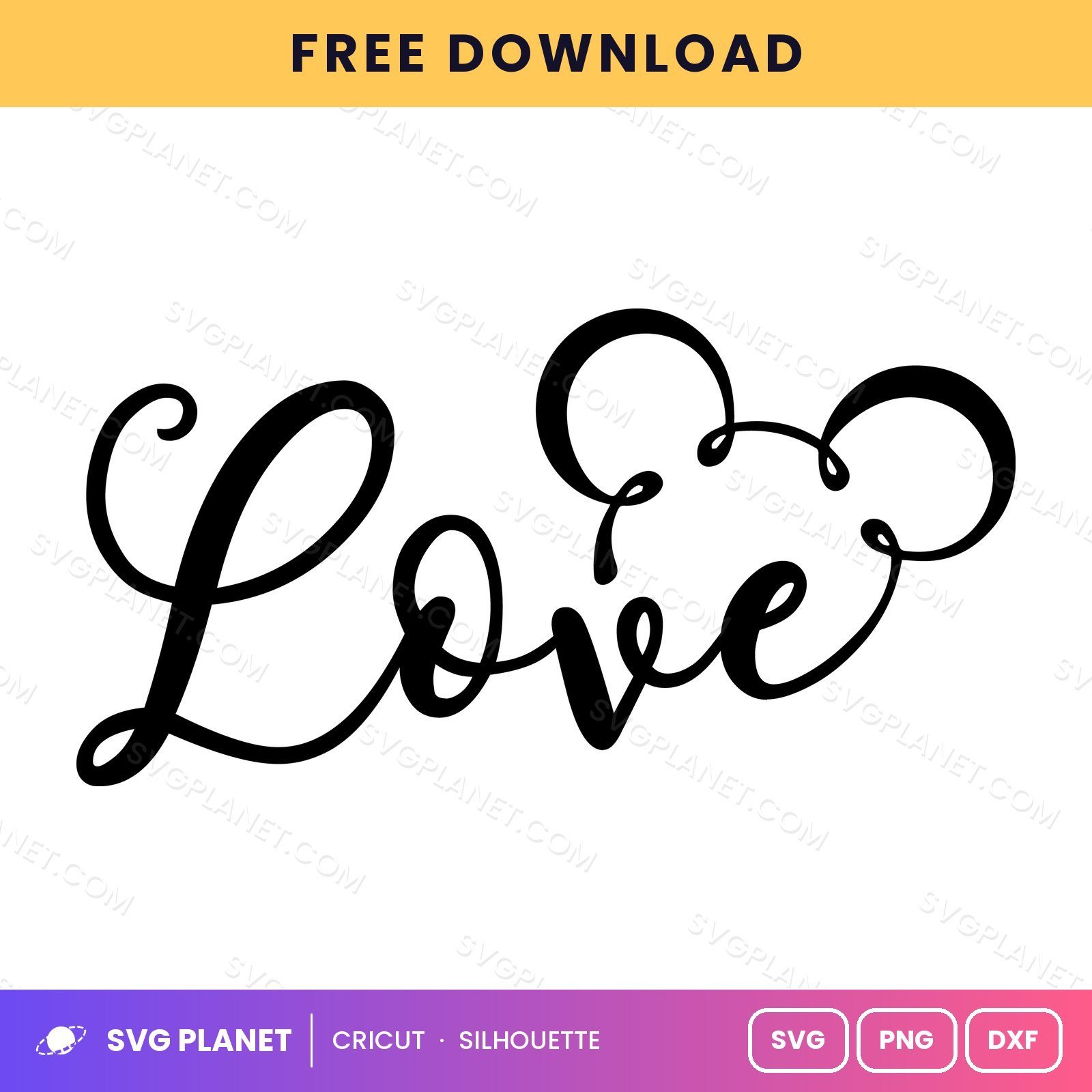 Mickey Love Outline Free SVG PNG DXF - Image 2