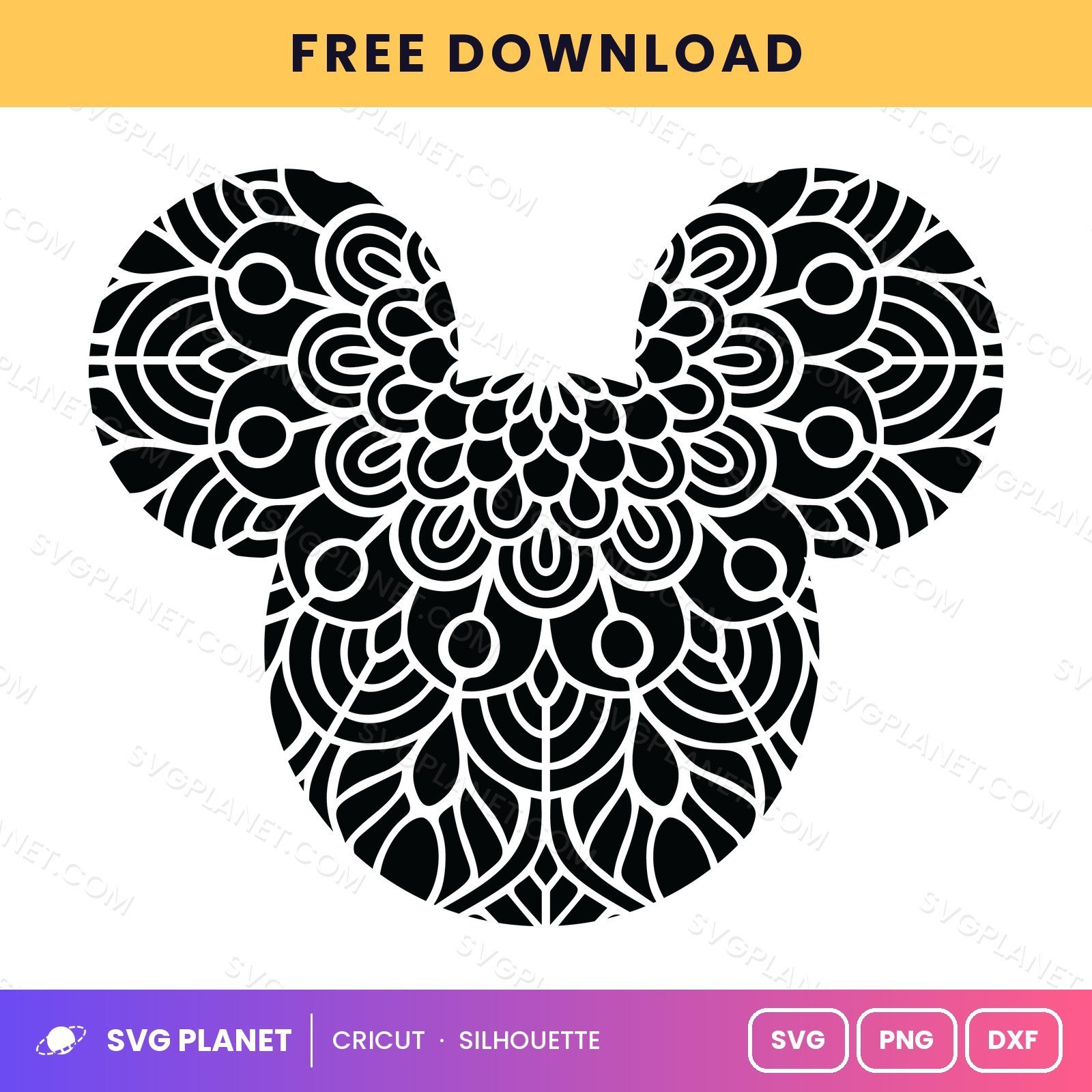 Mickey Mandala Free SVG PNG DXF - Image 2